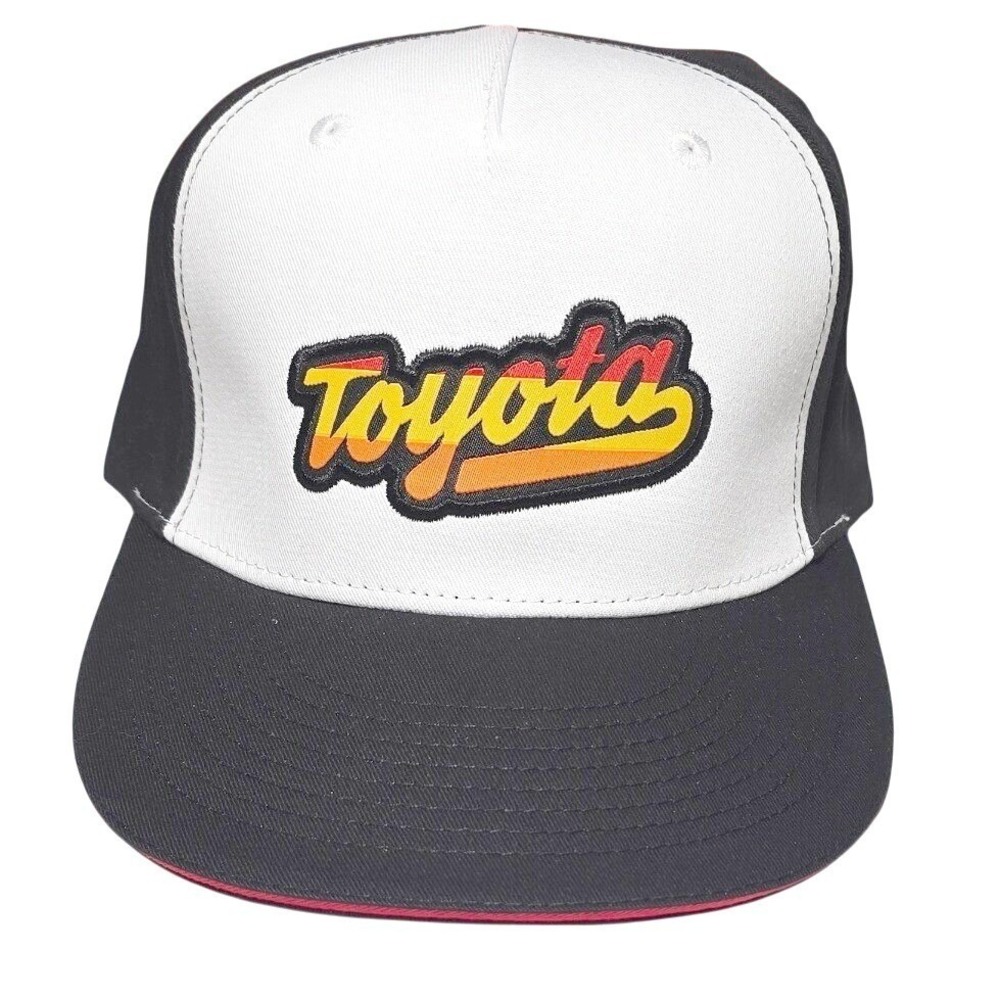 Toyota Black White Flat Bill Snapback Cap‎ Hat Adult Adjustable